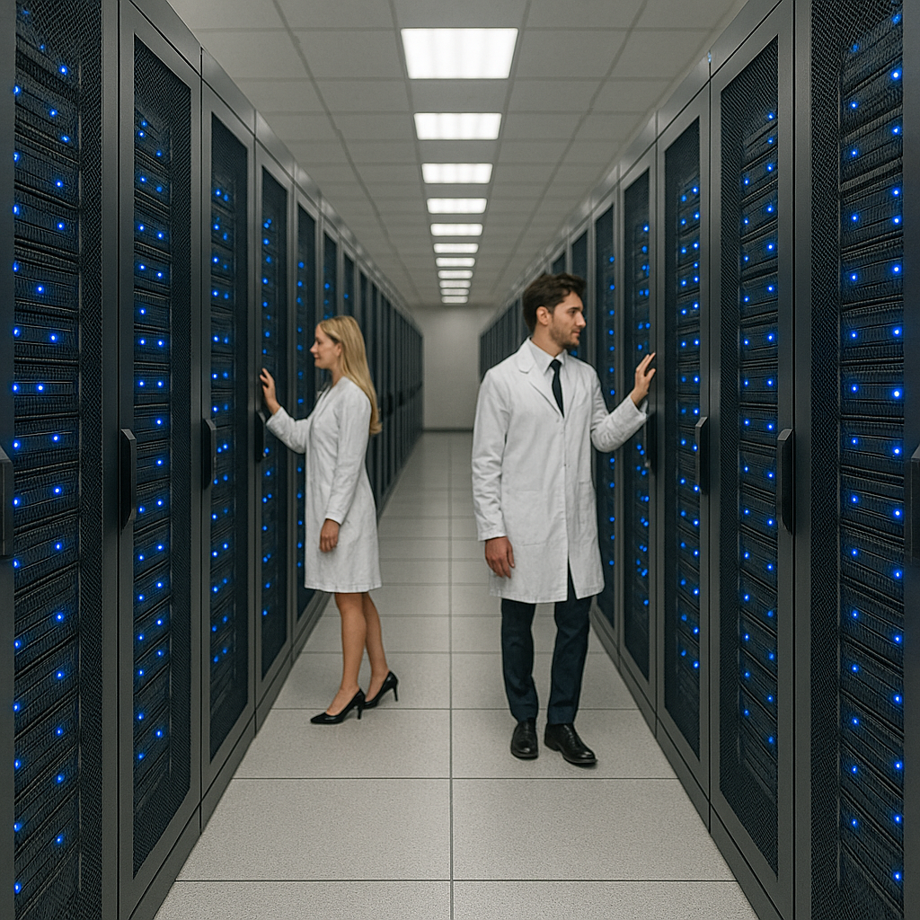 Profesionales de ciberseguridad trabajando en un centro de datos